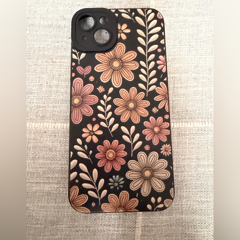 Floral Pattern Phone Case - Black iPhone 14 Plus